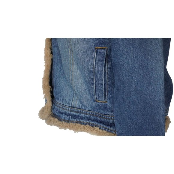 Y2K Amy Byer Faux Fur Jean Jacket Size M Insulated Blue Denim 2000s - Picture 14 of 16